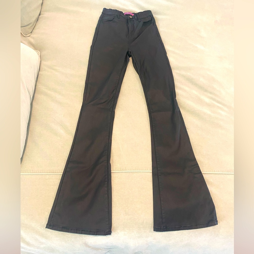 Edikted Faux Leather Flare Jeans